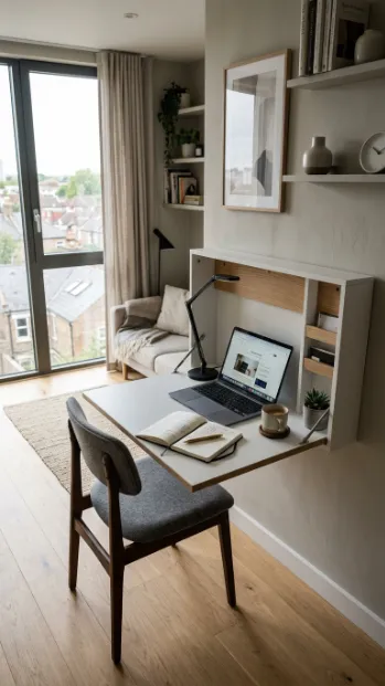 Use a fold down wall desk
