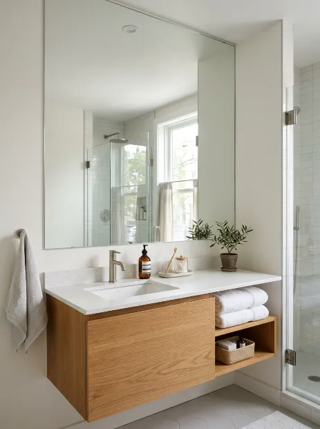 Use a large mirror to open up the space