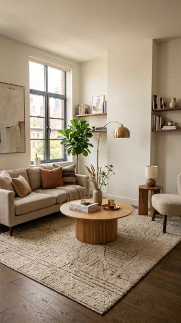 Use a round coffee table in tight layouts