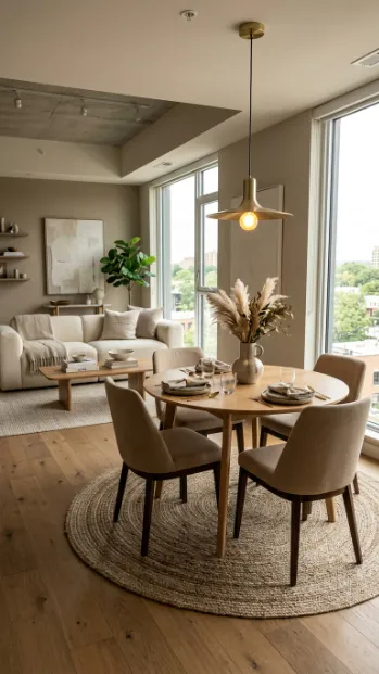 Use a rug to define the dining area