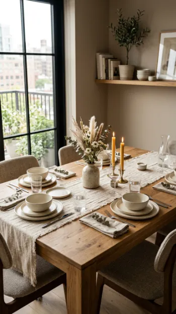 Use a runner instead of a full tablecloth