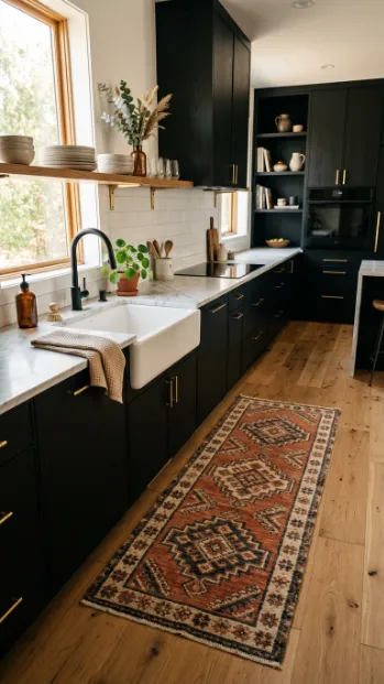 Use a runner rug in front of the sink