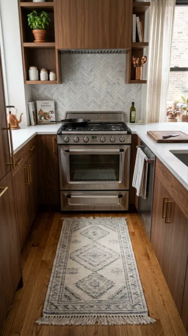 Use a runner or small rug by the stove