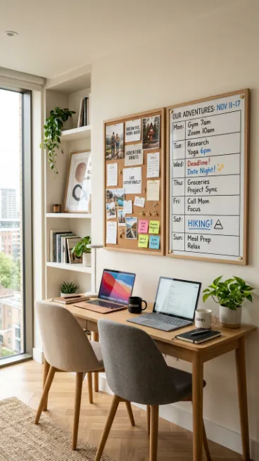 Use a shared calendar or vision board wall