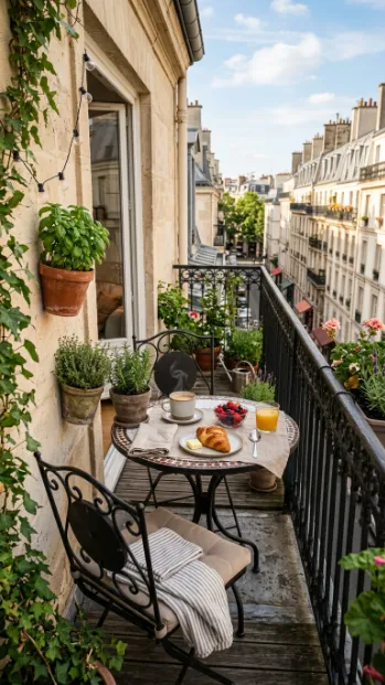 Use a small bistro table for meals outside