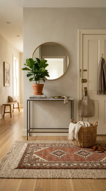 Use a small rug layered over a larger one