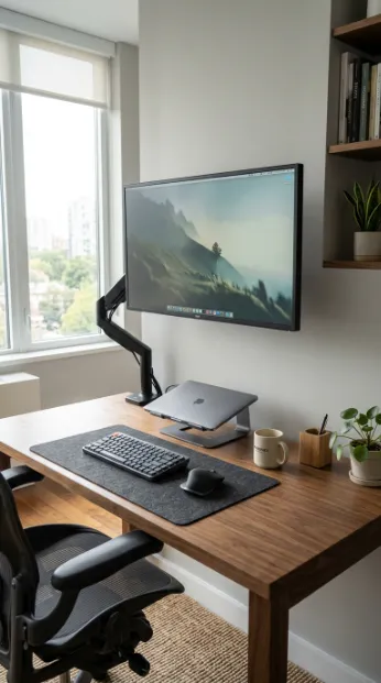 Use a wall mounted monitor arm