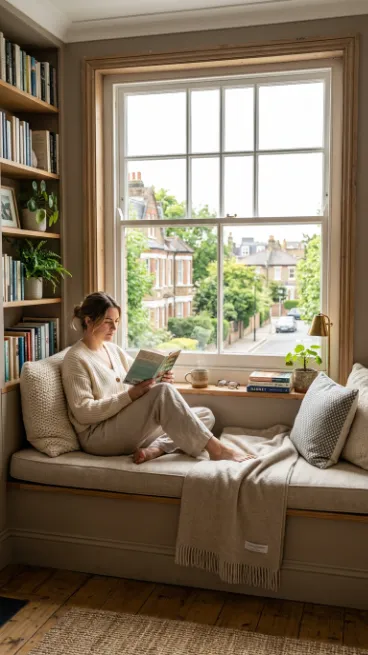 Use a window seat if your apartment has one